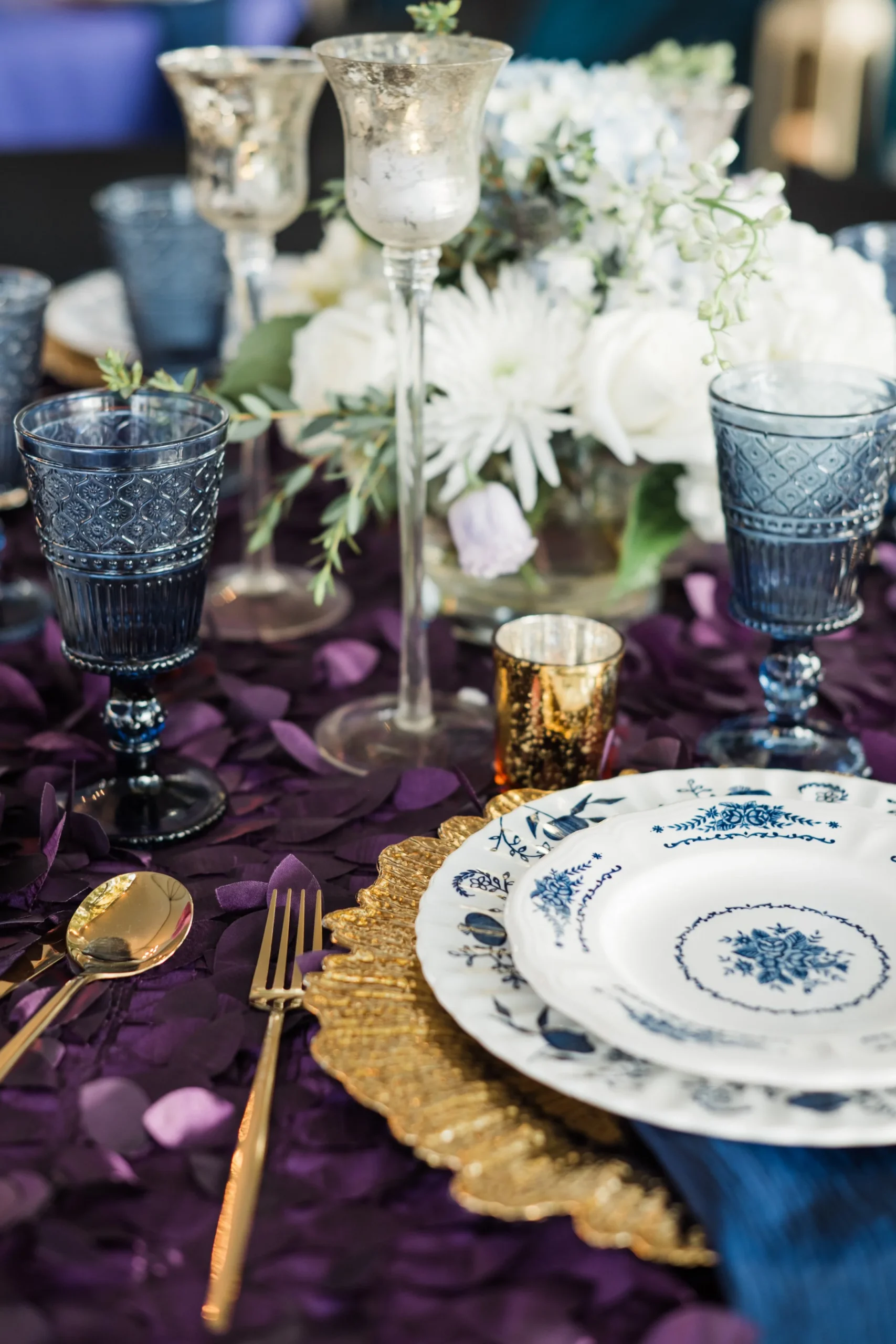  One of the tables, using  PG Rentals  and  Natalie J Couture Events’ floristry . Photographed by  Lauren Depuy Photography . 