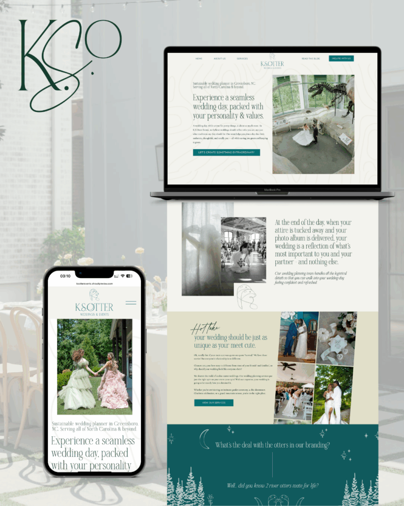 New Showit website design for K.S.Otter events