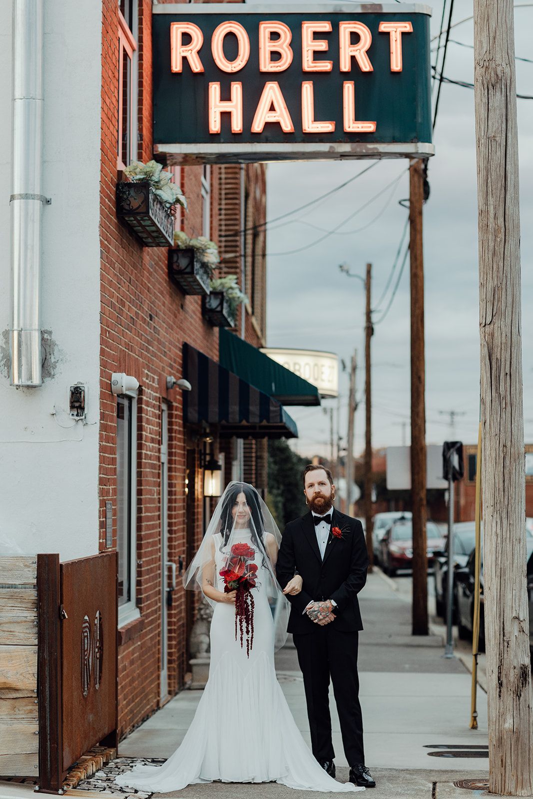 Couple portrait under Robert Hall wedding venue
